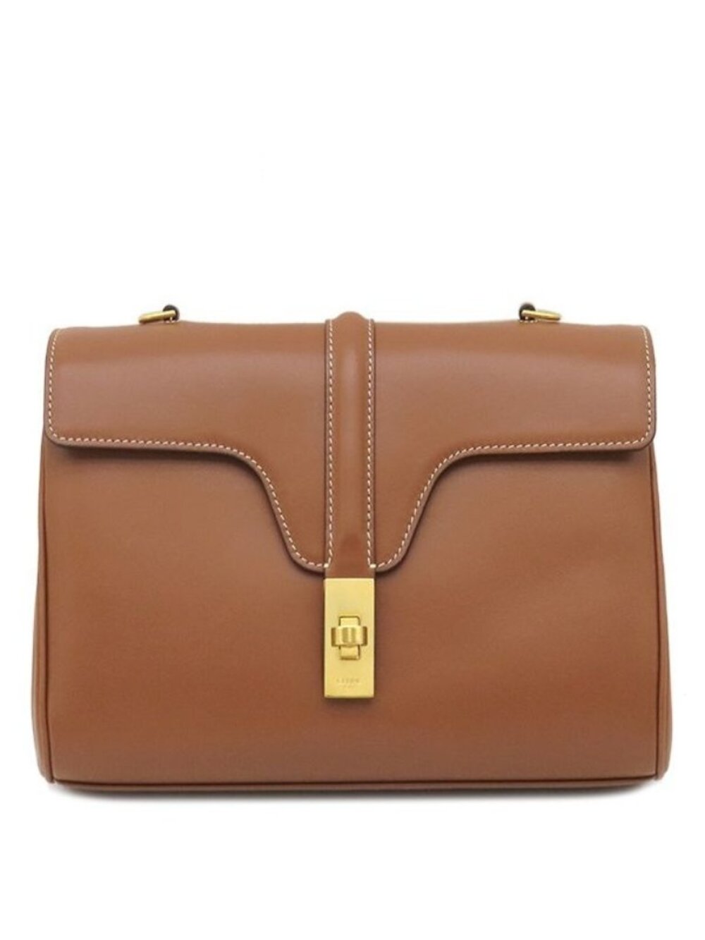 Celine Shoulder Bag Teen Soft 16 Leather Tan Gold Brown 16